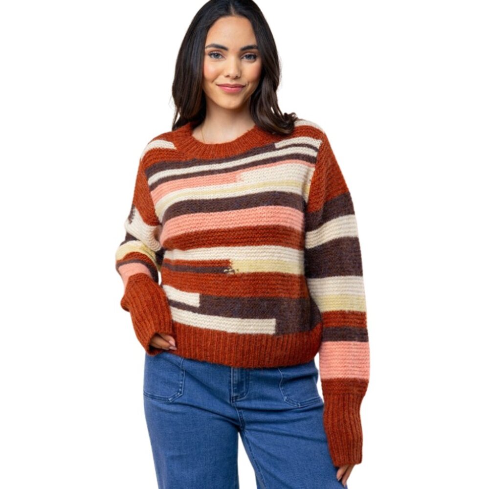 ❄️ CLEAROUT ❄️ Color Block Stripe Sweater White Birch Brand S-XL